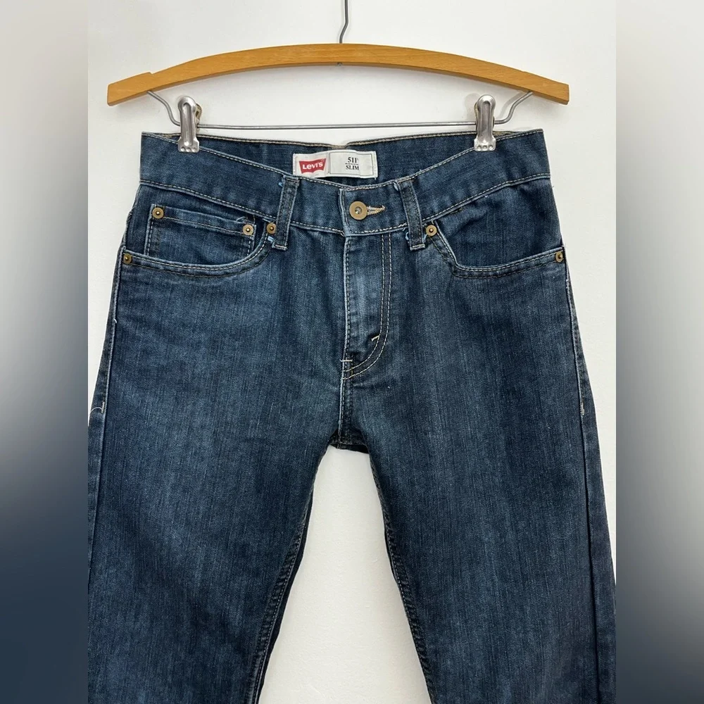 Levi’s 511 Slim Fit Jeans Youth Boys Size 16 28x28 Dark Wash Denim EUC Modern